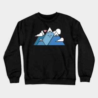 Mountain Lover - Kawaii Happy Mountain Crewneck Sweatshirt